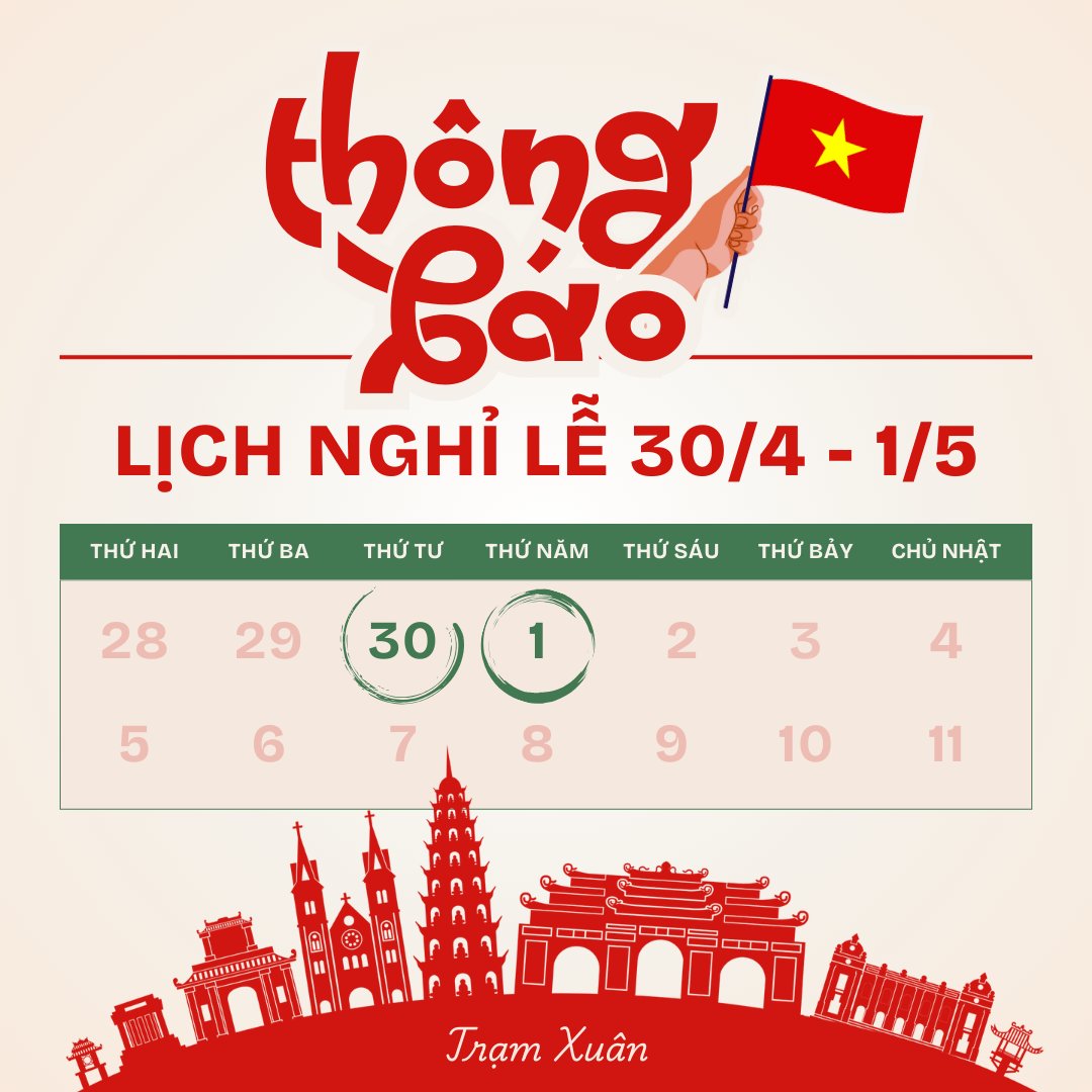 thông báo nghỉ lễ Trạm Xuân